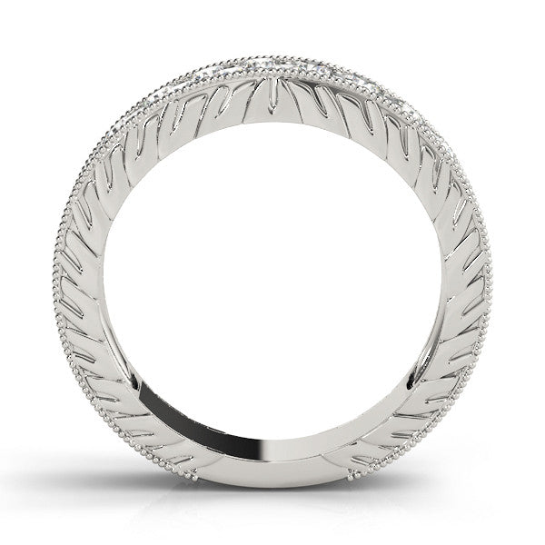 White gold Round Cut Diamond Pave Eternity Band with Bead Prong Setting