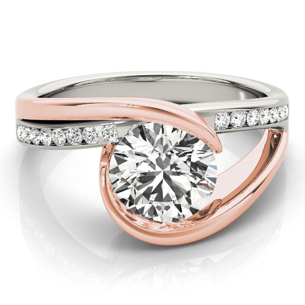 Rose gold Round Solitaire Tension-Set Diamond Split Shank Ring