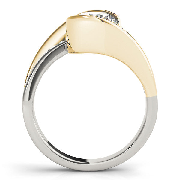 Yellow gold Round Solitaire Tension-Set Diamond Split Shank Ring