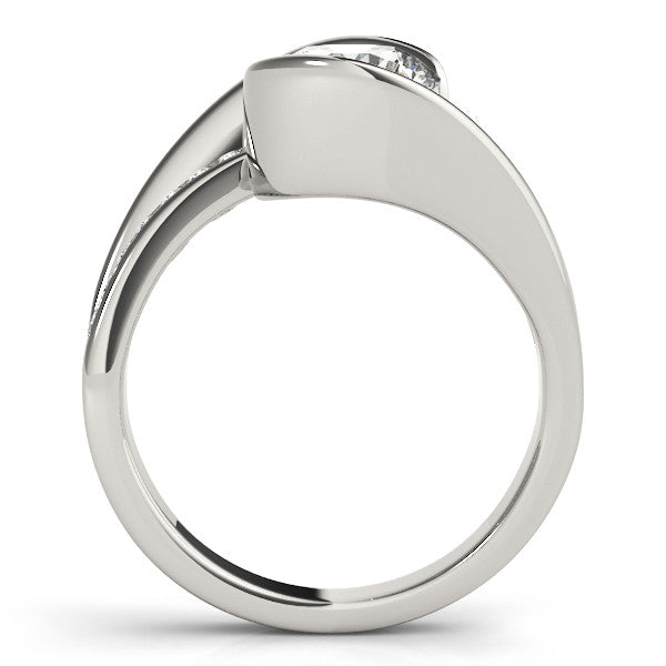 Platinum Round Solitaire Tension-Set Diamond Split Shank Ring
