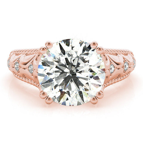 Rose gold Round Solitaire Twisted Band with Six-Prong Setting