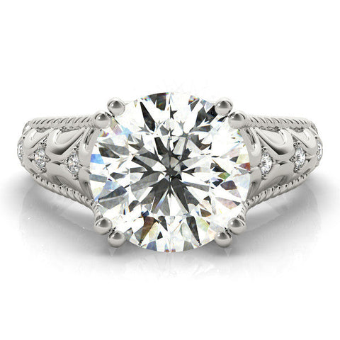 Silver Round Solitaire Twisted Band with Six-Prong Setting