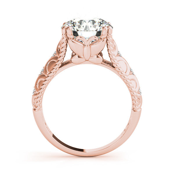 Rose gold Round Solitaire Twisted Band with Six-Prong Setting