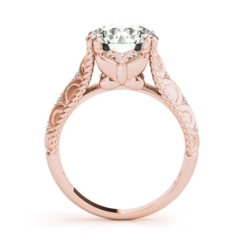 Rose gold Round Solitaire Twisted Band with Six-Prong Setting