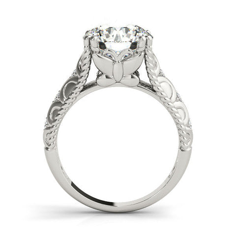 White gold Round Solitaire Twisted Band with Six-Prong Setting