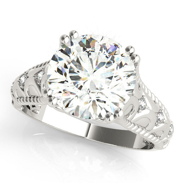 Silver Round Solitaire Twisted Band with Six-Prong Setting