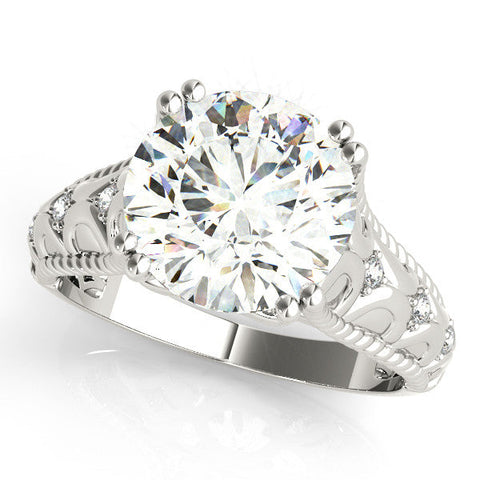 Silver Round Solitaire Twisted Band with Six-Prong Setting