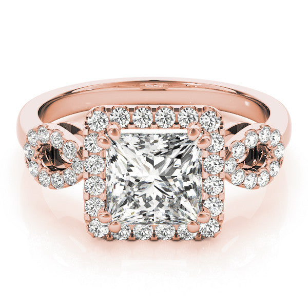 Rose gold Princess Cut Halo Diamond Infinity Band with Four-Prong Setting
