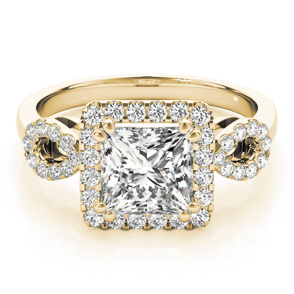Yellow gold Princess Cut Halo Diamond Infinity Band with Four-Prong Setting