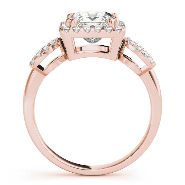 Rose gold Princess Cut Halo Diamond Infinity Band with Four-Prong Setting