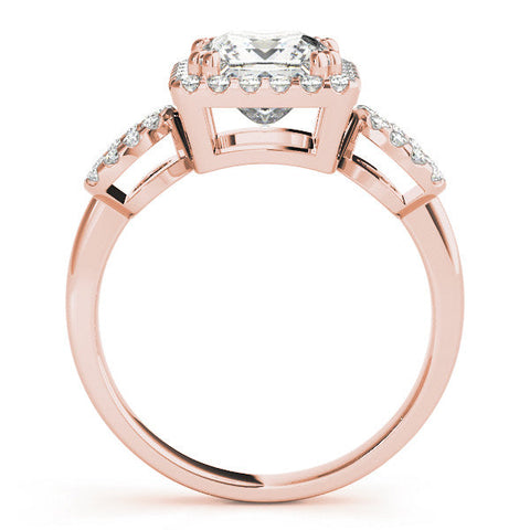 Rose gold Princess Cut Halo Diamond Infinity Band with Four-Prong Setting