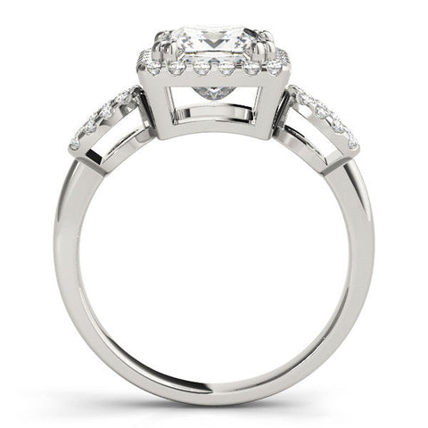 Silver Princess Cut Halo Diamond Infinity Band with Four-Prong Setting