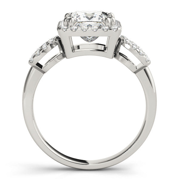 Platinum Princess Cut Halo Diamond Infinity Band with Four-Prong Setting