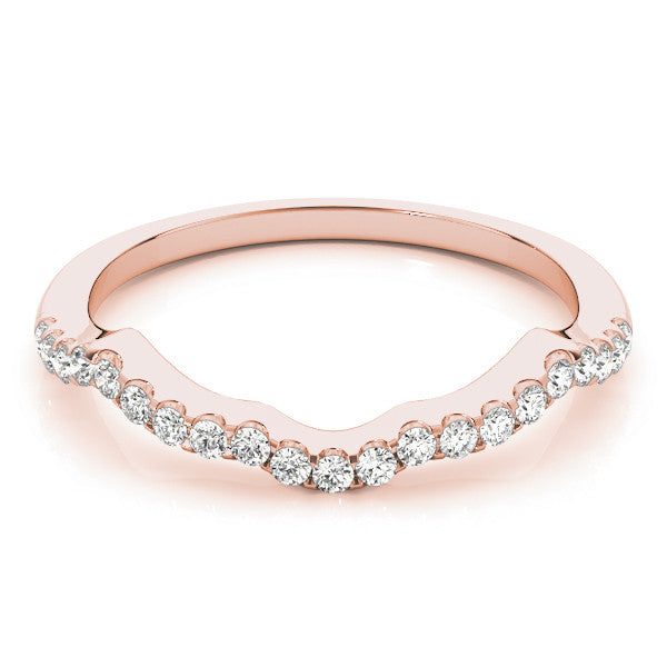 Rose gold Curved Diamond Pavé Round-Cut Contour Band
