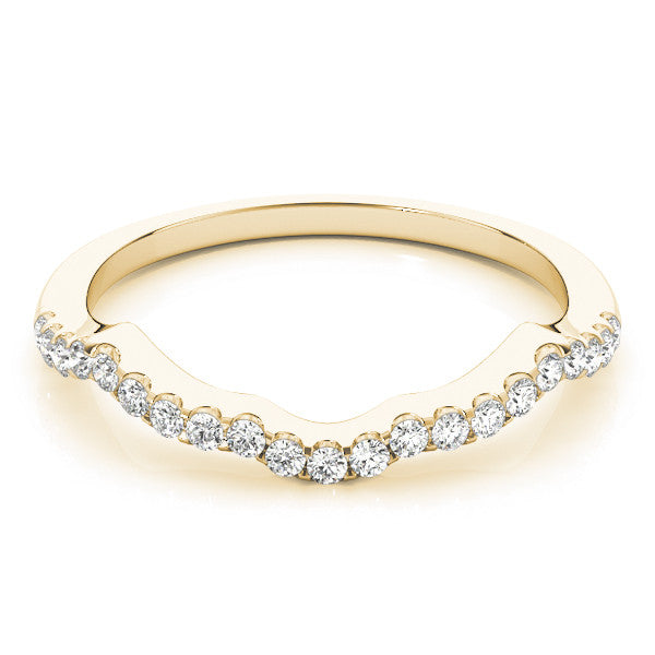 Yellow gold Curved Diamond Pavé Round-Cut Contour Band