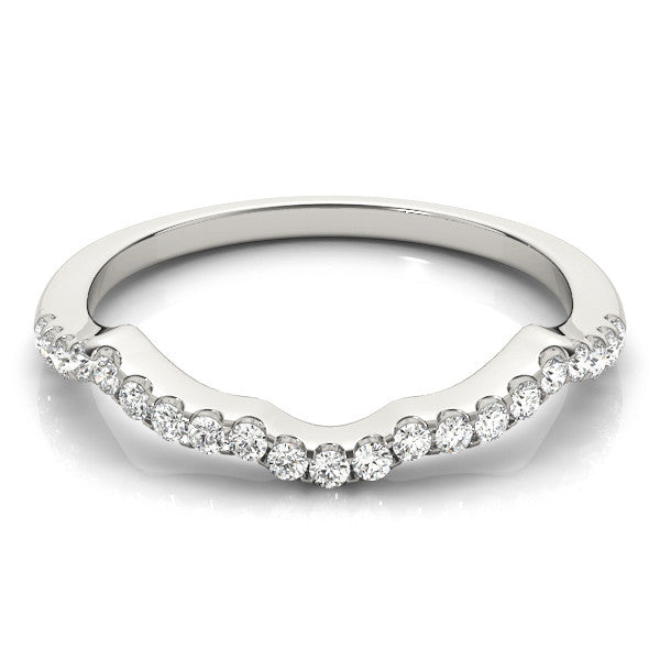 White gold Curved Diamond Pavé Round-Cut Contour Band