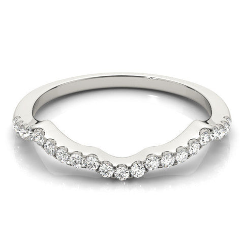White gold Curved Diamond Pavé Round-Cut Contour Band