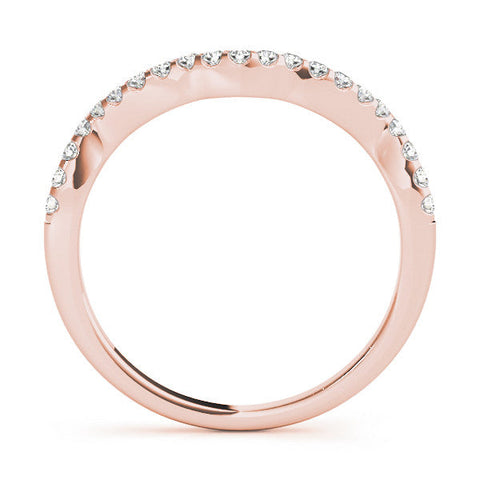 Rose gold Curved Diamond Pavé Round-Cut Contour Band