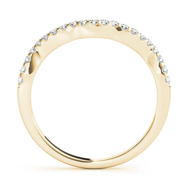Yellow gold Curved Diamond Pavé Round-Cut Contour Band