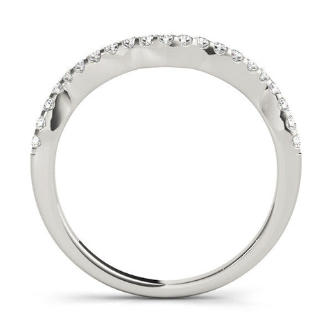 Platinum Curved Diamond Pavé Round-Cut Contour Band