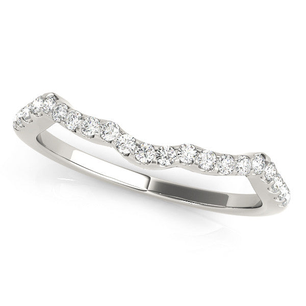 Platinum Curved Diamond Pavé Round-Cut Contour Band