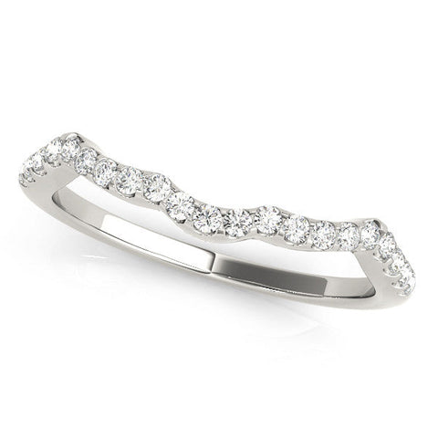 Platinum Curved Diamond Pavé Round-Cut Contour Band