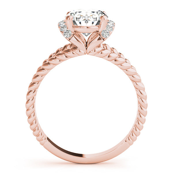 Rose gold Oval Halo Twisted Band Four-Prong Ring