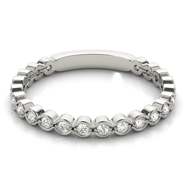 Silver Diamond Bezel Set Round Eternity Band