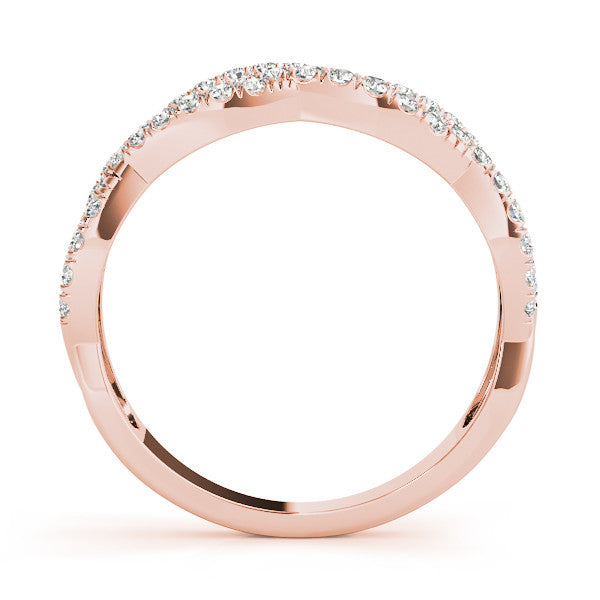 Rose gold Pave Round Diamond Twist Band with Shared Prong Setting