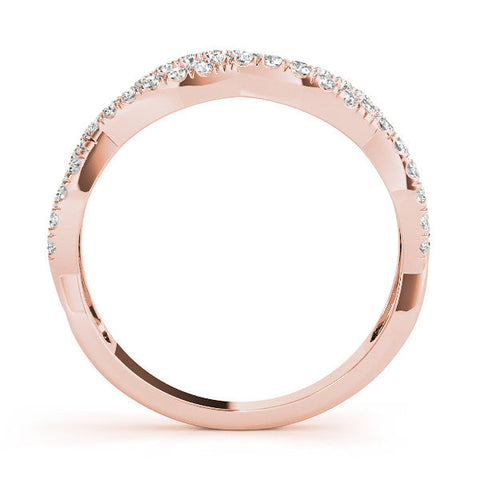 Rose gold Pave Round Diamond Twist Band with Shared Prong Setting
