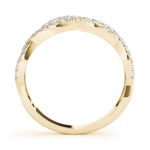 Yellow gold Pave Round Diamond Twist Band with Shared Prong Setting