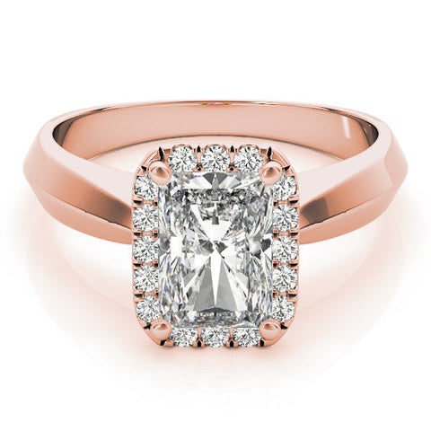 Rose gold Heart Halo Diamond Ring with Cathedral Band and Four-Prong Setting