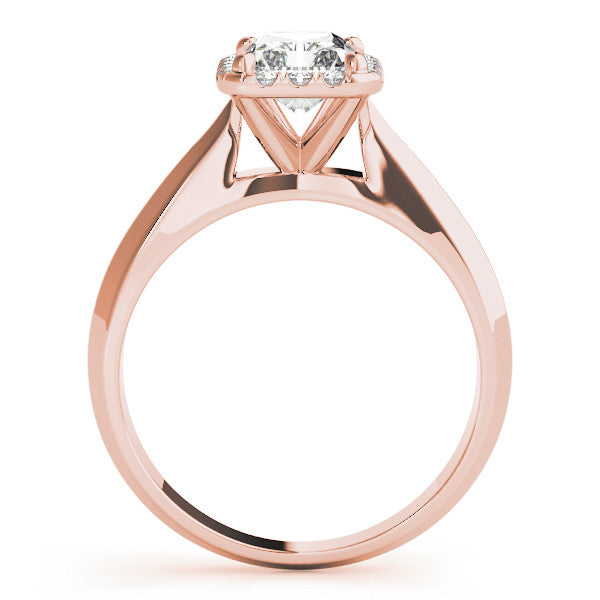 Rose gold Heart Halo Diamond Ring with Cathedral Band and Four-Prong Setting