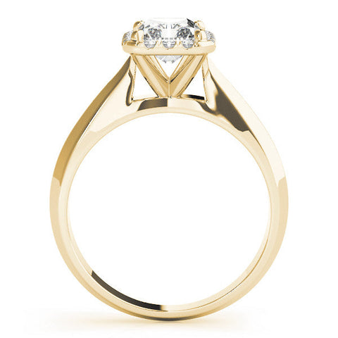 Yellow gold Heart Halo Diamond Ring with Cathedral Band and Four-Prong Setting
