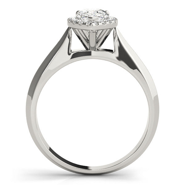 White gold Halo Pear Cut Solitaire Diamond Ring with Prong Setting