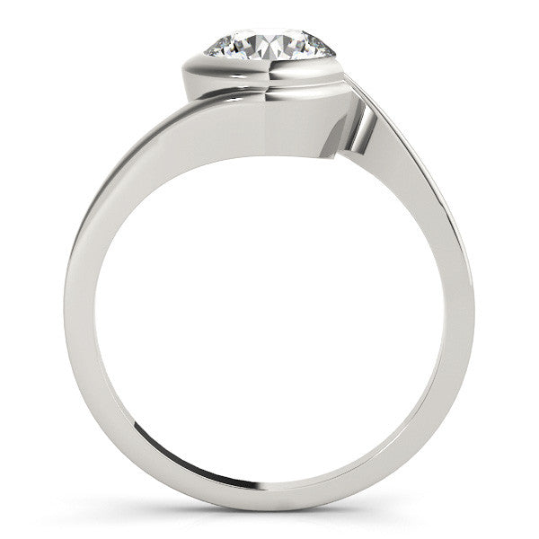 Platinum Bezel Set Round Solitaire Twist Band Ring