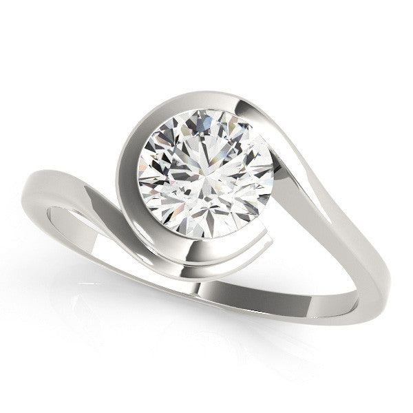 Platinum Bezel Set Round Solitaire Twist Band Ring