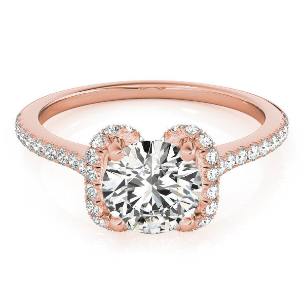 Rose gold Round Halo Diamond Pavé Band with Four-Prong Setting