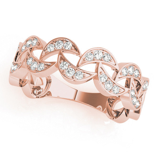 Rose gold Pave Round Diamond Interlocking Eternity Band with Bezel Prong Setting