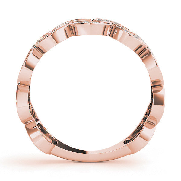 Rose gold Pave Round Diamond Interlocking Eternity Band with Bezel Prong Setting