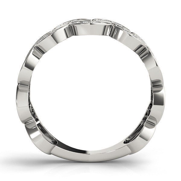 Platinum Pave Round Diamond Interlocking Eternity Band with Bezel Prong Setting