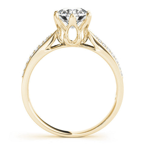 Yellow gold Round Solitaire Pavé Split Shank Six-Prong Diamond Ring