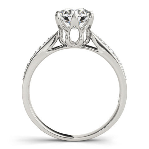 White gold Round Solitaire Pavé Split Shank Six-Prong Diamond Ring