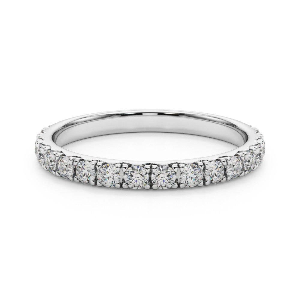 Silver Round Cut Diamond Eternity Band with Shared Prong Setting