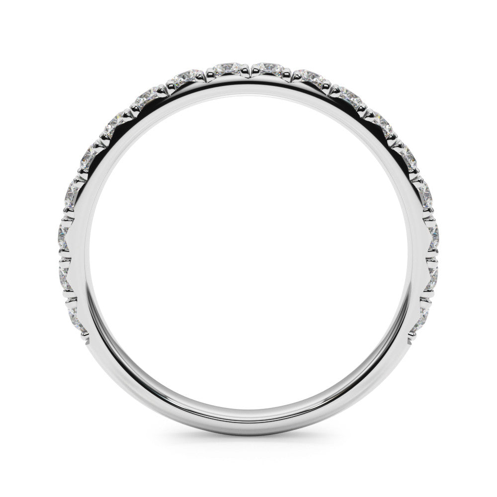 Silver Round Cut Diamond Eternity Band with Shared Prong Setting