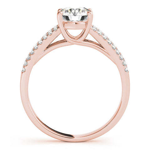 Rose gold Round Solitaire Split Shank Pavé Diamond Engagement Ring