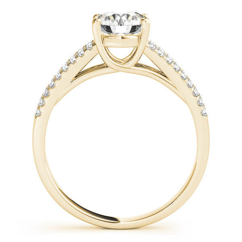 Yellow gold Round Solitaire Split Shank Pavé Diamond Engagement Ring