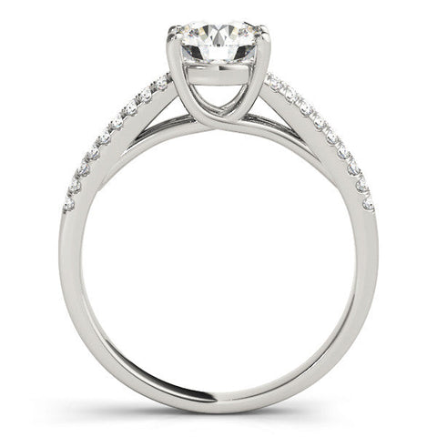 White gold Round Solitaire Split Shank Pavé Diamond Engagement Ring