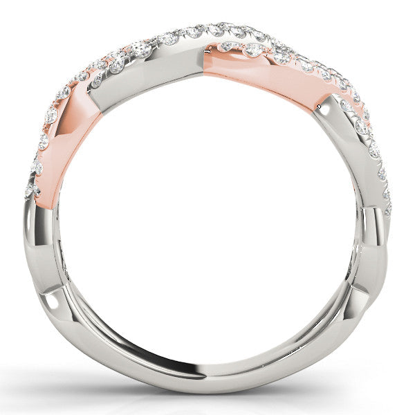 Rose gold Pave Round Diamond Infinity Twist Band with Shared Prong Setting
