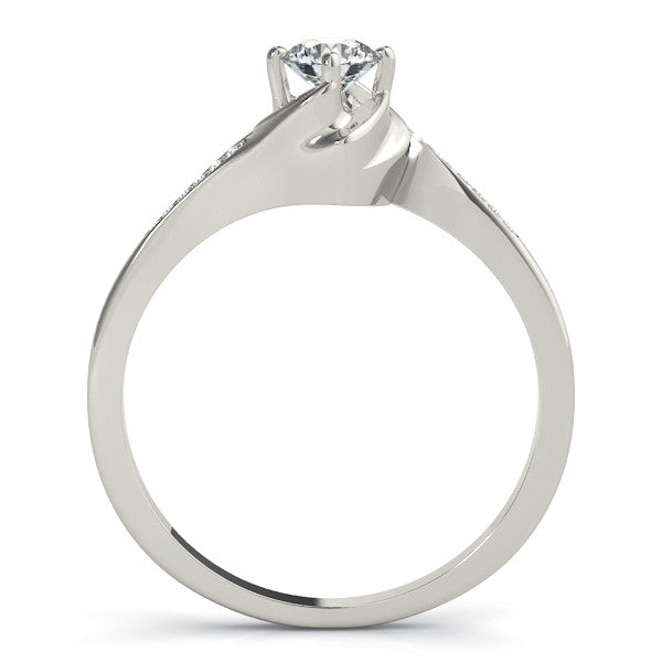 Platinum Radiant Solitaire Twist Band with Channel-Set Diamonds and Four-Prong Setting
